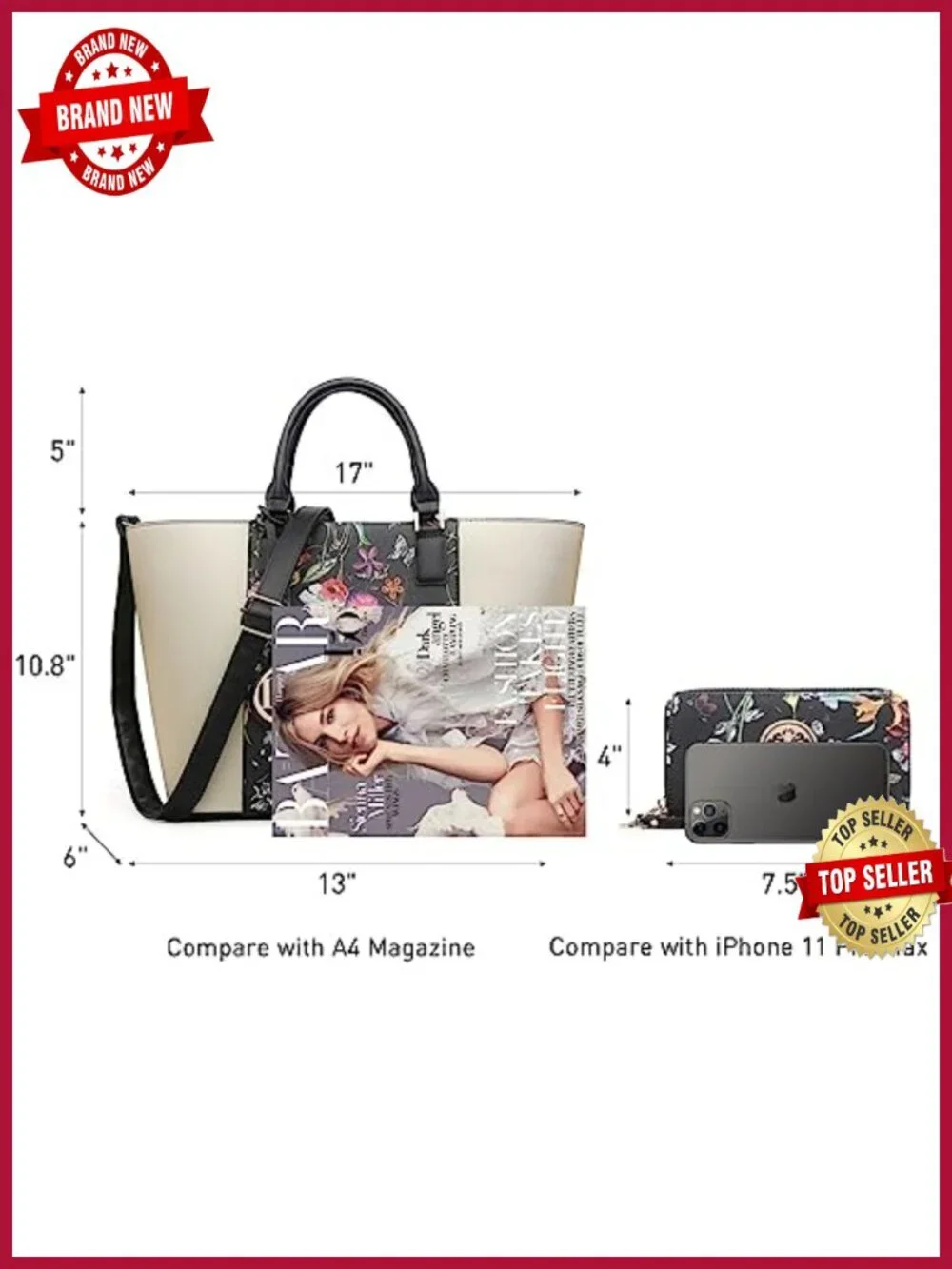 Large Vegan Leather Tote Bag With Matching Wallet